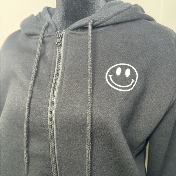 Angle Cult “Good Vibes” Black Hoodie Sweatshirt with Full Zipper Women’s Size L - Picture 4 of 5